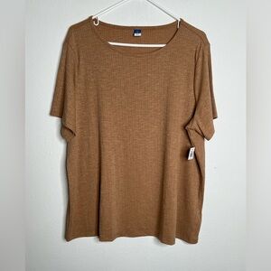 Old Navy Women's T Shirt Beige Luxe Short Sleeve Round Neck Size XL